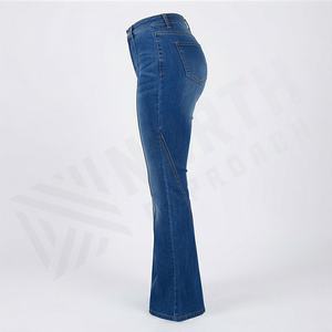 Ensemble en jean pour femme, haut halter vintage extensible, jean évasé, tenues d'été, pantalon habillé deux pièces, couleur personnalisée, respirant, costume - Product Image 3