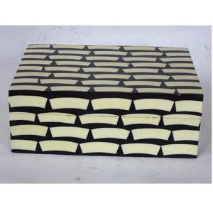 Caja de incrustaciones de hueso a rayas en blanco y negro de alta calidad disponible en todos los tamaños y colores organizador de joyero artesanías de hueso indio - Product Image 3