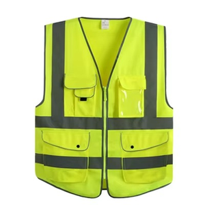 Gilet de travail orange avec poches et fermeture éclair Construction Trafiic Riding Construction gilet orange néon - Product Image 5