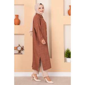 Snapback Linen Headscarf <b>Hat</b> Brown - Product Image 2