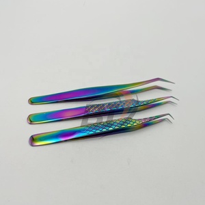 แหนบต่อขนตา Beautivia International BI-EET-1078 ขนาด 12 ซม. รุ่น Rainbow Plasma สแตนเลสสตีล แบบแยกเส้นขนตา 45/90 องศา - Product Image 1