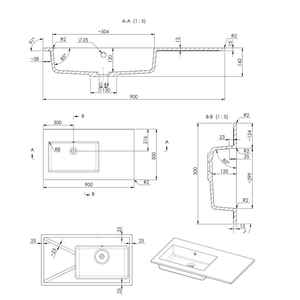Évier encastré mat de 90 cm avec trou de robinetterie gauche, sans perçage - Product Image 2