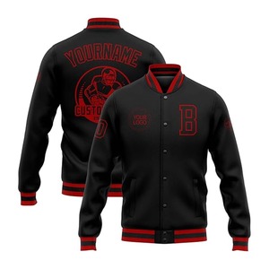 Veste universitaire en coton mélangé personnalisée de haute qualité pour hommes, mode personnalisée avec numéro de nom cousu Service OEM - Product Image 3