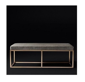 Banc de taille et de forme personnalisé confortable en métal et en cuir pour usage décoratif dans la salle de séjour - Product Image 2