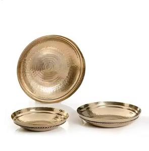 Plateaux de service ronds en aluminium fabriqués à la main de haute qualité Trois objets artisanaux décoratifs en métal des collections impressionnantes - Product Image 1