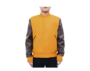 Chaqueta universitaria de cuero personalizada para hombre, chaqueta con soporte de lana, ropa de calle de invierno, estilo bombardero informal, diseño liso con letras, venta al por mayor - Product Image 2