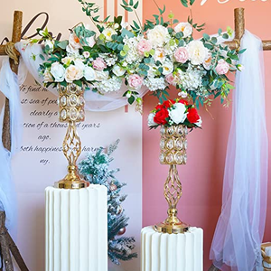 AK Brass Unique Metal Flower Vase Gold Finished With Crystal <b>Set</b> Of 2 Premium Tabletop Flower Vase For <b>Weeding</b> Decor/Hotel Decor - Product Image 2