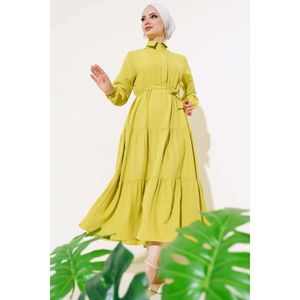 Vestido Terikoton Tejido A Cuadros Verde Aceite - Product Image 2