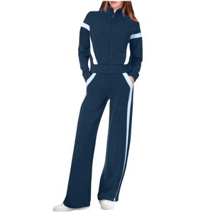 Conjunto de Sudadera con Capucha y Pantalones Deportivos Acampanados de Algodón 100% de Alta Calidad, con Logotipo Personalizado para Mujer - Product Image 1