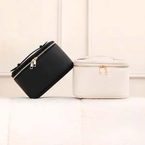 Anne Leather <b>Large</b> Capacity <b>Cosmetics</b> Case with Zipper Closure Feature-Handled Makeup Organizer <b>Bag</b> Custom Logo Pattern - Product Image 5