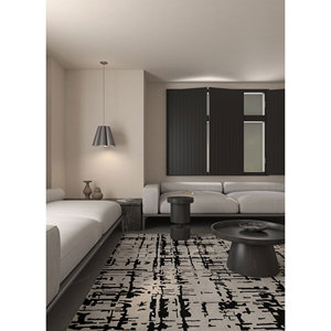 Alfombra Genesis Ivory Hecha a Mano de Lana y Viscosa, Rectangular de 9x12, Diseño Abstracto a Rayas, para Sala de Estar, Hogar y Pasillo -Tnq-266 - Product Image 5
