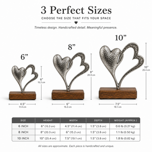 Escultura de Corazón de Metal Martillado Hecha a Mano con Base de Madera, Decoración Romántica, Decoración del Hogar, Regalo de Aniversario, Adorno de Mesa - Product Image 4