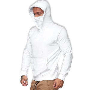 2025 coton personnalisé lourd hiver impression numérique pull respirant solide blanc Ninja à capuche pour hommes - Product Image 1