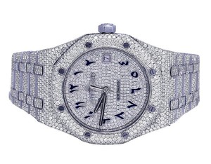 Famous Style VVS Moissanite Diamond Sterling <b>Silver</b> Arabic Dial Iced Out Mechanical Automatic Wrist <b>Watch</b> Hip Hop <b>Men's</b> Fashion - Product Image 2