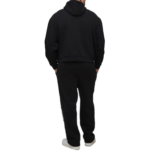 Nouveau design personnalisé ensemble de 2 pièces Boxy Fit respirant surdimensionné hommes survêtements posséder votre logo imprimé solide noir vêtements d'hiver - Product Image 3