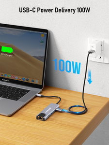 TC15L Plus 5 in 1 Typ C bis 4K 30Hz HDMI 100M RJ45 USB-A 3.0 Docks tation USB Hub Mit 60W Typ C PD - Product Image 3