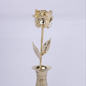 Rose Gance, rose dorée séchée écologique faite à la main, vase en métal, porte-fleurs décoratif de qualité supérieure pour les occasions d'Halloween, toutes saisons - Product Image 1