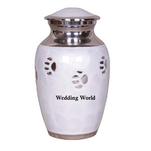 Metal White <b>Pet</b> Cremation <b>Urns</b> Classic Design Handmade Wholesale Luxury Funeral Supplies <b>Urn</b> Round Shape Inepsnmive New <b>Pet</b> <b>Urns</b> - Product Image 1