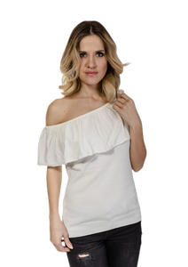 Dixie-Suéter de Punto con Escote Bardot, Top de Algodón sin Mangas con Volantes, Opciones de Cobertura Versátil - Product Image 5