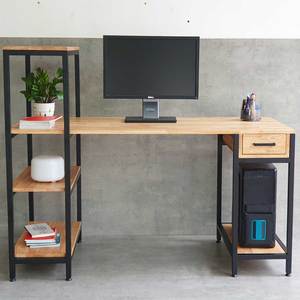 Rubber Wood <b>Computer</b> <b>Desk</b> with Integrated Shelves and Drawers Iron Frame for Home Office-COD68049 - Product Image 4