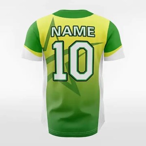 เสื้อเบสบอล ยูนิเซ็กส์ แขนสั้น พิมพ์ลายด้วยความร้อน ติดกระดุมด้านหน้า ซับเหงื่อได้ดี สำหรับผู้ใหญ่ ทรงปกติ สีเขียวเหลือง 10 สปอร์ต - Product Image 3
