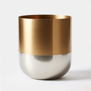 Maceta con acabado martillado y liso en doble sombra metálica para decoración de hogar y oficina de diseñador - Product Image 3