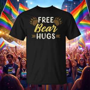 Camiseta Free Bear Hugs con diseño Gay Bear Pride, color negro, ajuste unisex - Product Image 3