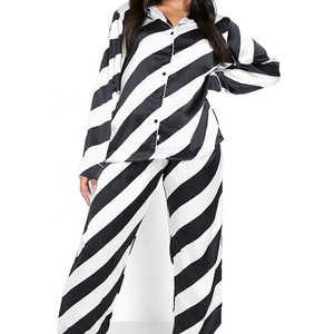 Conjuntos de ropa de dormir elástica térmica con cuello en V para mujer al por mayor, pijamas de colores por sublimación, camisones, ropa de dormir para mujer - Product Image 3