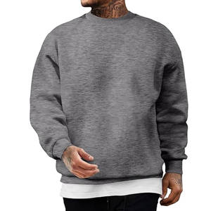 Men's Loose Fit Solid Colour Round Neck Sweatshirt With Long Sleeves Custom Factory Print Fabric Pullovers for Foreign Trade - Product Image 1