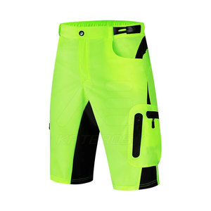 Shorts de cyclisme pour homme vert fluo, séchage rapide, color block, polyester et nylon, coupe classique, longueur courte, vêtements de vélo pour adulte - Product Image 1