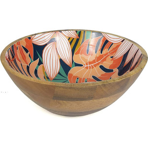 Nouveau Design Bols en bois émaillé en bois de mangue Design imprimé Meilleure qualité Bol de nourriture de grande taille de fournisseurs indiens. - Product Image 1