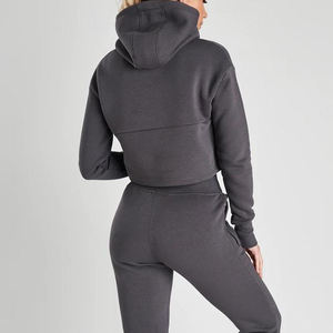 New Design Solid Color Cotton <b>Crop</b> <b>Top</b> Hoodies Women's Wholesale Price Casual Breathable Crew Neck <b>Crop</b> <b>Top</b> Hoodies Woman's - Product Image 5