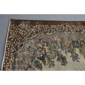 Alfombra Turca de 5,5x8,3 pies, Alfombra con Borde Marrón de Lana - Product Image 4