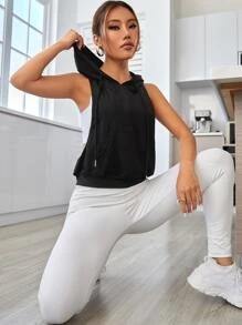 High Quality Custom Design Gym <b>Tank</b> <b>Tops</b> Hoodies for <b>Women</b> Hot Sale Cotton Made Stringer Hoodies in <b>Black</b> for Summer Spring - Product Image 4