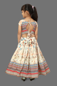 Shoryam Fashion Girls Ethnic Wear Digital Floral Print Chaniya Choli Set Geometric Border Kids <b>Lehenga</b> Choli Floor-Length Party - Product Image 5