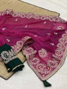 Designer Fantaisie Tendance Belle Tenue Top Qualité Georgette Saree Blouse Avec Séquence Jari Travail Fournisseur De L'Inde à Vendre - Product Image 3