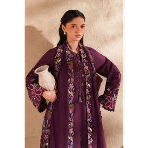 ชุดเสื้อผ้าสไตล์โบฮีเมียน IZNIK-3PC ผ้าชีฟองปักลายสำหรับฤดูใบไม้ผลิ/ฤดูร้อน พร้อมผ้าคลุมไหล่และกางเกงขายาว ปักลายตาข่ายแบบ Khaadi-BIC-4833 - Product Image 4