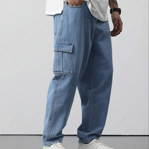 100% algodón Slim Fit Cargo Denim Jeans para hombres Hip Hop y estilos góticos - Product Image 1