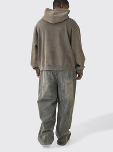 OEM pulls à capuche pour hommes poids lourd délavé à l'acide logo personnalisé basique sweat-shirt surdimensionné en coton mélangé vintage de haute qualité - Product Image 6