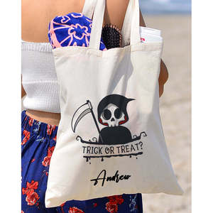 Sacs fourre-tout Halloween Trick Treat Reaper, recyclables, personnalisables, sacs cadeaux, sacs fourre-tout pour événements de dégustation, vente en gros - Product Image 4