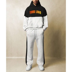 Survêtement de sport en polaire Hip Hop Tech écologique d'hiver à capuche, pantalon en coton pour hommes, vêtements de sport décontractés - Product Image 1