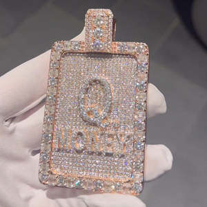 Colgante de Hip Hop de oro rosa helado con VVS Moissanite, joyería de diamantes de corte redondo para hombres, Plata de Ley 925 - Product Image 1