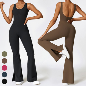 Ropa de mujer Sexy Open Flare Big U Back Body Monos deportivos personalizados Gimnasio Fitness Body Mujeres Mono de Yoga de una pieza - Product Image 1