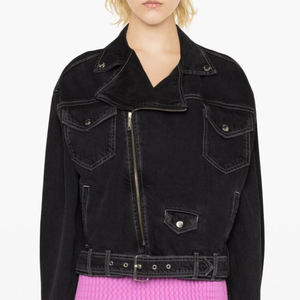 Vêtement de rue, veste en jean pour femme sur mesure, respirante et coupe-vent de qualité supérieure, design élégant avec col rembourré pour l'hiver - Product Image 1