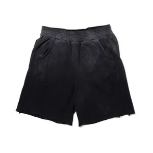 Customized Logo Quality Cotton Distressed Sweat Shorts <b>Black</b> Vintage Acid Washed Shorts for Men - Product Image 6