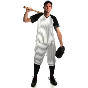 Conjunto de uniforme de equipo de béisbol para hombre con bordado de rayas azul marino personalizado, chándal de béisbol a precio de fábrica con ropa deportiva con logotipo - Product Image 3