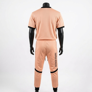 Premium 180 GSM Polyester <b>Mesh</b> Jersey <b>Pants</b> Set Peach Orange Contrast Rib Knee Stripe Panel Custom Logo Sets men's - Product Image 2