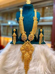 Classique Vintage 24K Plaqué Or Diamant Cuivre Matériel Ensemble de Bijoux Comprend Collier Boucles D'oreilles Broches Peignes-Cadeau - Product Image 3