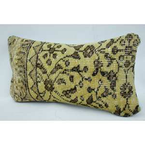8x16 Inch Gold Kantha <b>Pillow</b> with Vintage Leopard Print Woven Decorative Accent Wool Material - Product Image 3