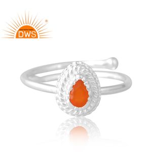 Anillo de piedras preciosas de cornalina Natural de plata de último diseño, joyería personalizada para mujer, regalo para ella - Product Image 3